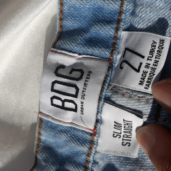 BDG Slim Straight 27 Distressed Knee Raw Hem Button Fly Hi Rise Jeans - Picture 11 of 17